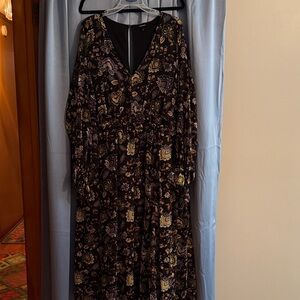 Torrid Black and Purple Floral Long Sleeve Dress